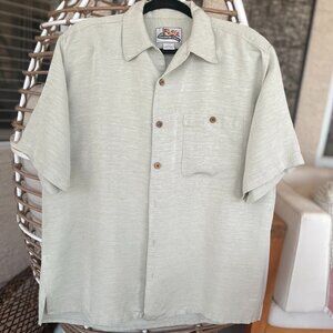 Men's Large Paradise Cove Button Down Casual Silk/Linen Short Sleeve Shirt